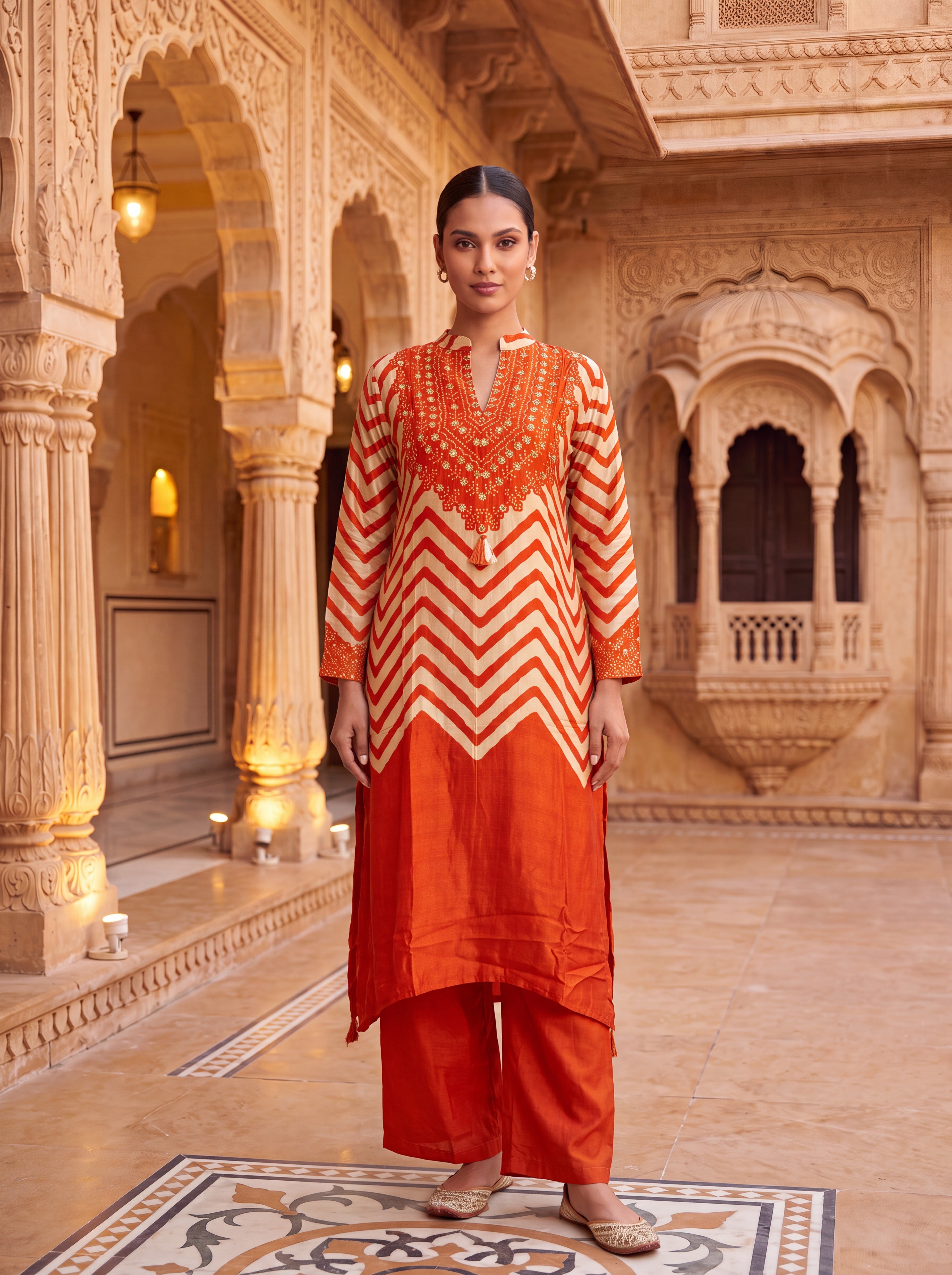 Chevron Dola Silk Co-ord Set