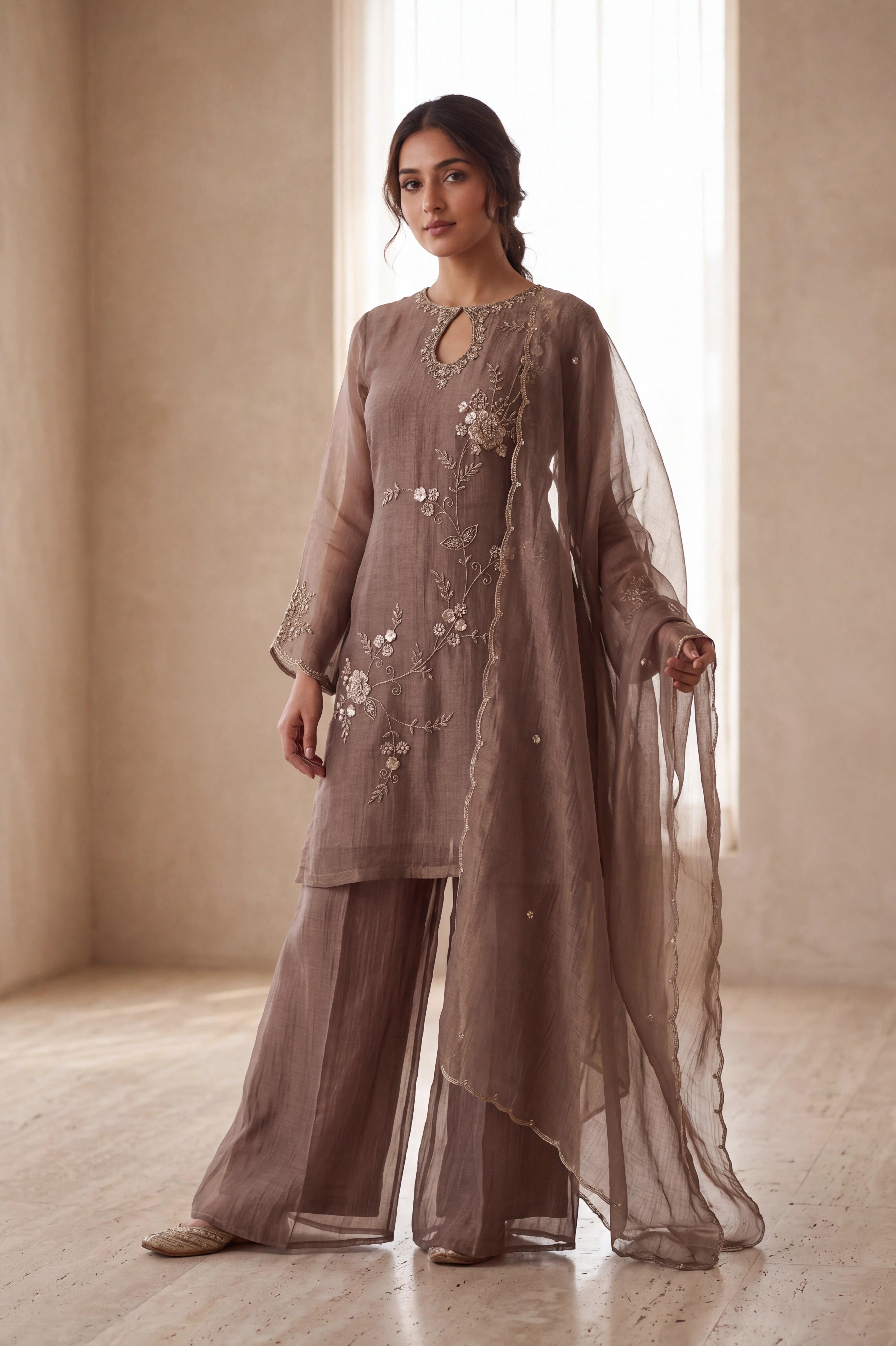 Pure Crush Tissue Kurta Set