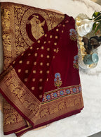 Dola Silk Saree with Ajrakh Print