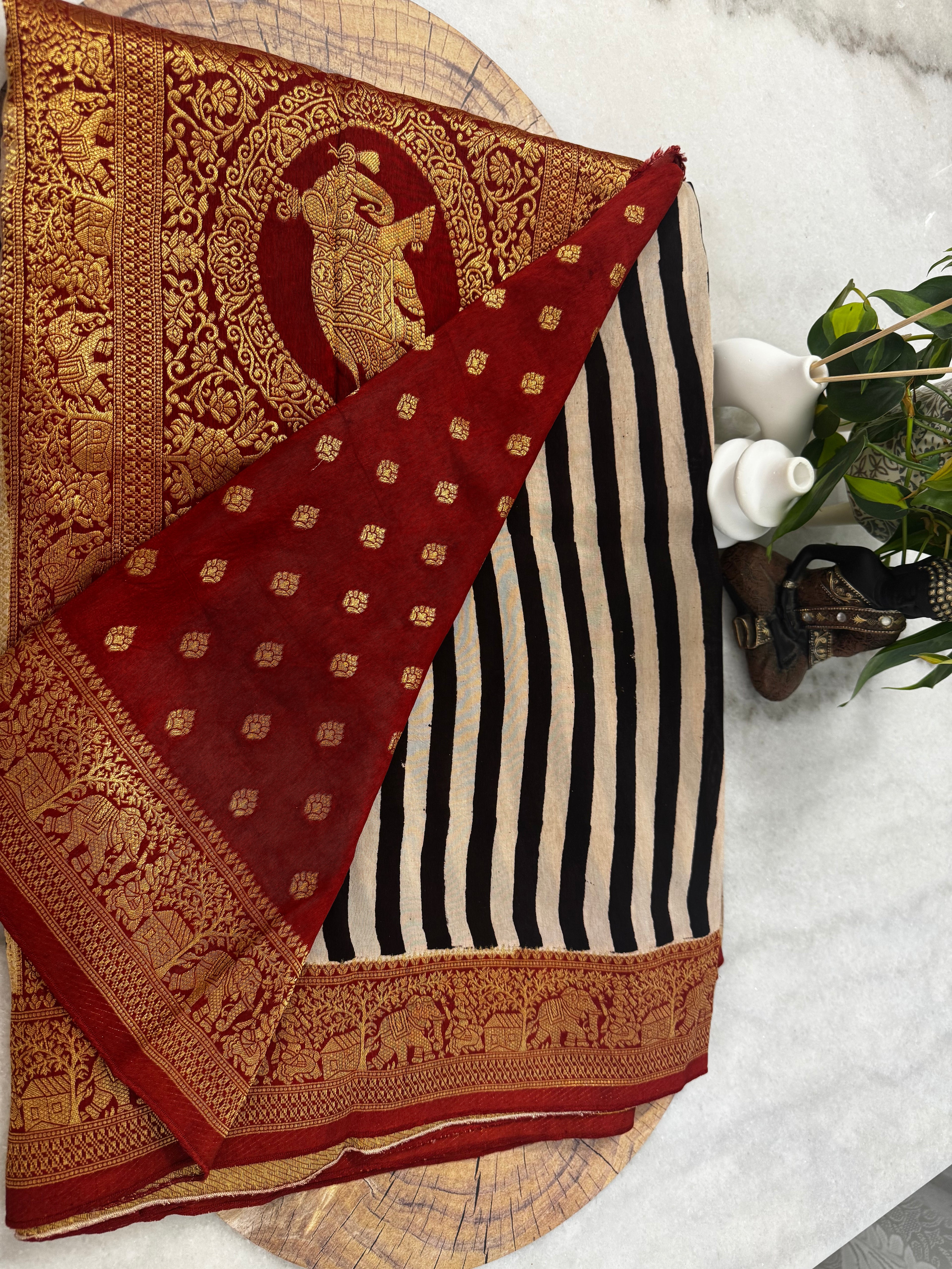Dola Silk Saree with Ajrakh Print