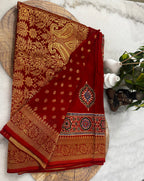 Dola Silk Saree with Ajrakh Print