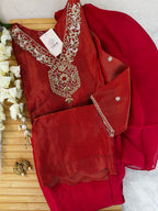 Rust Shimmer Tissue Pant Style Suit