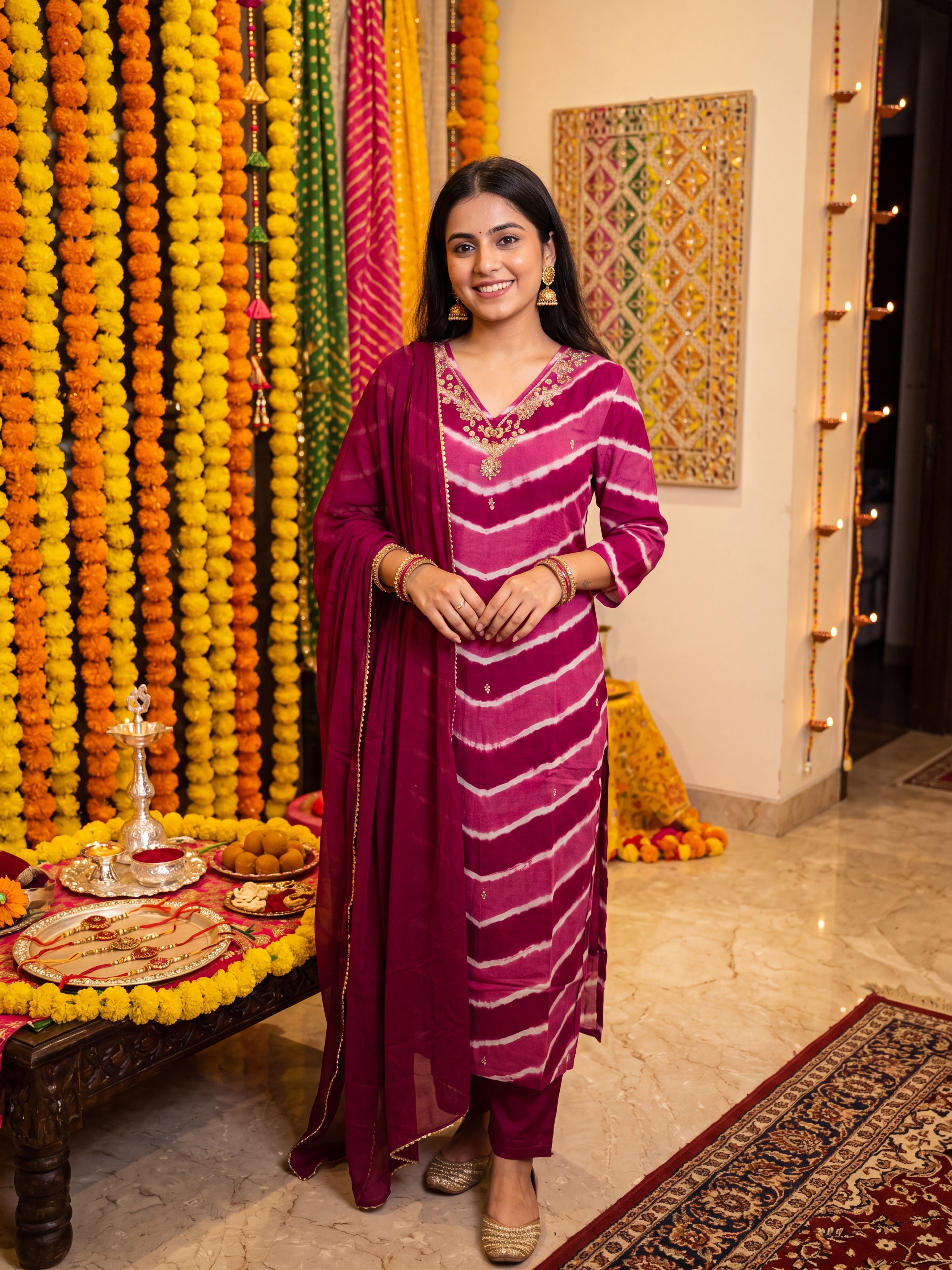 Leheriya Print Suit Set