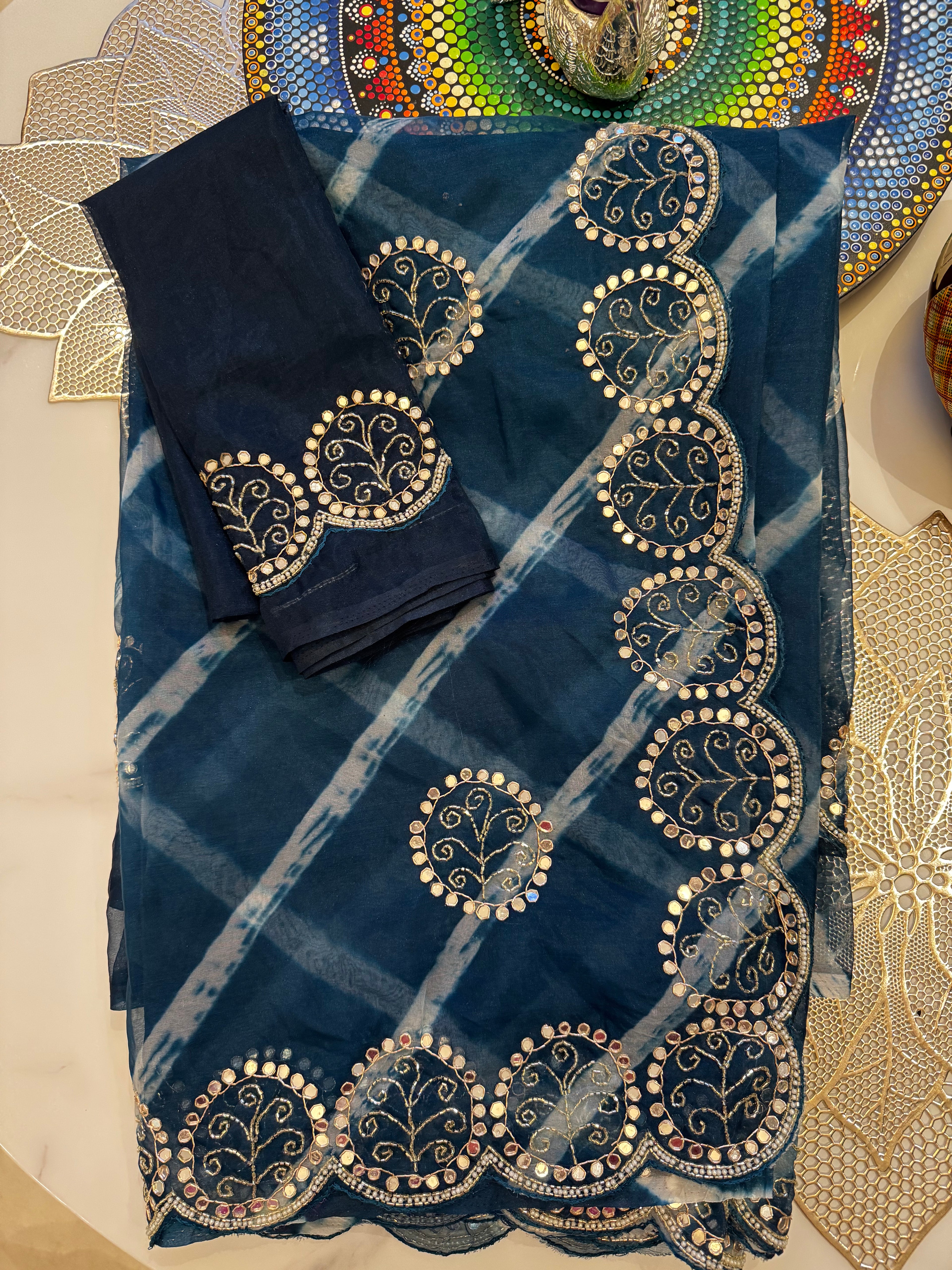 Organza Leheriya Saree