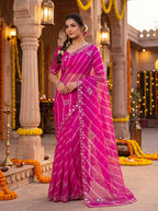 Organza Leheriya Saree
