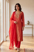 Rust Shimmer Tissue Pant Style Suit