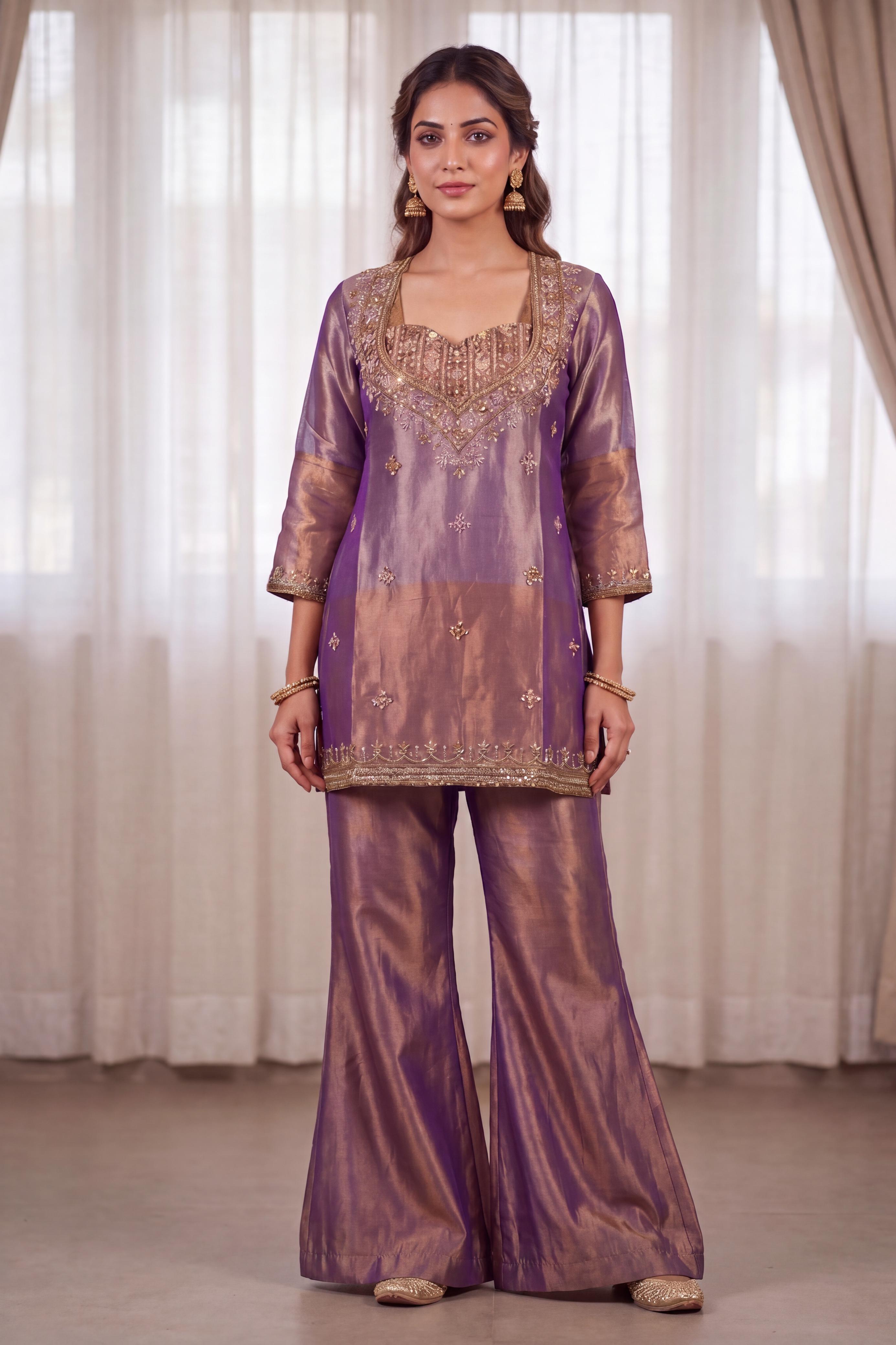Pure Crush Tissue Kurta Set
