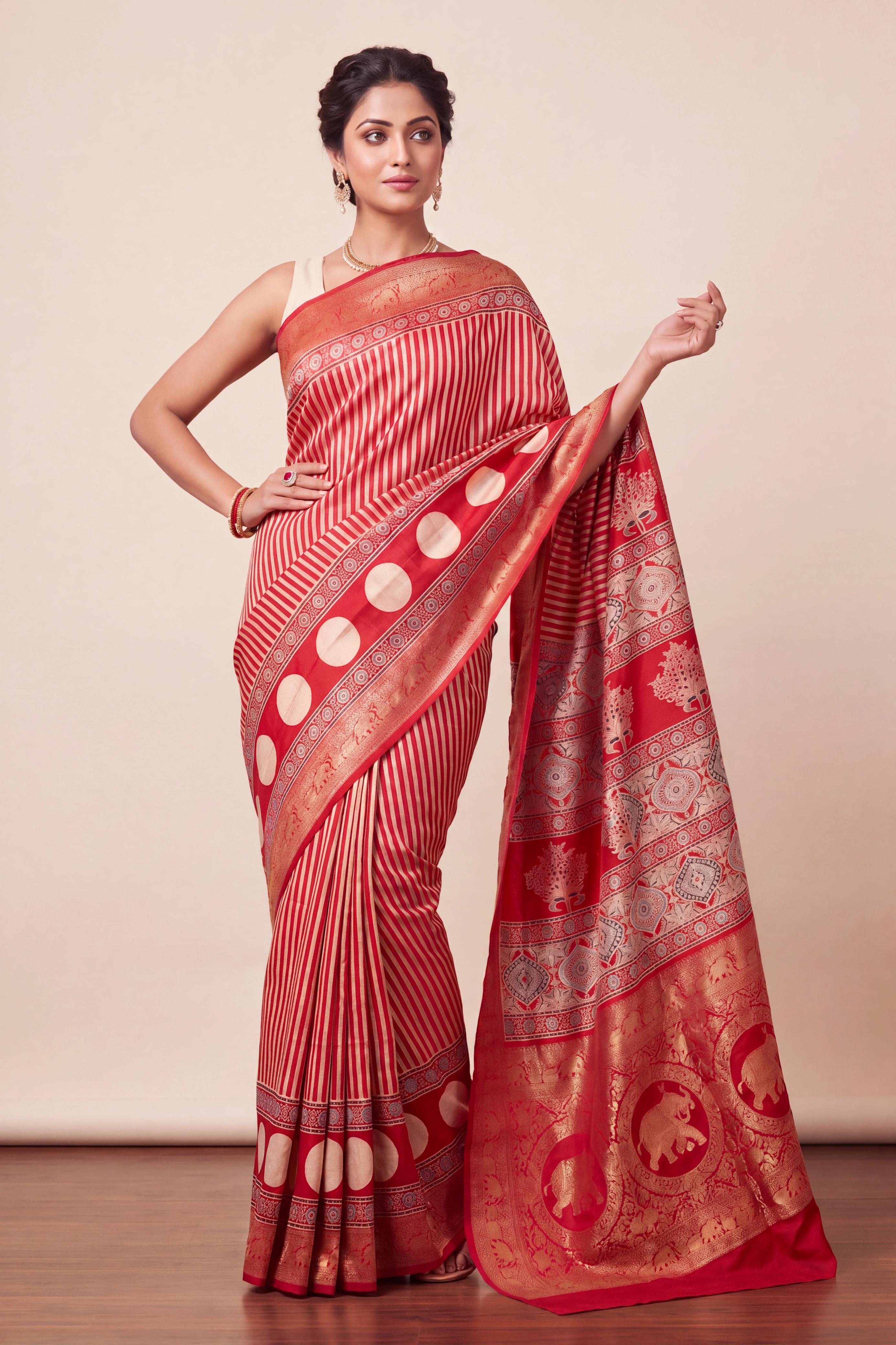 Dola Silk Saree with Ajrakh Print