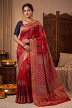 Dola Silk Saree with Ajrakh Print
