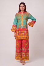 Red - Mint Green Co-ord Set