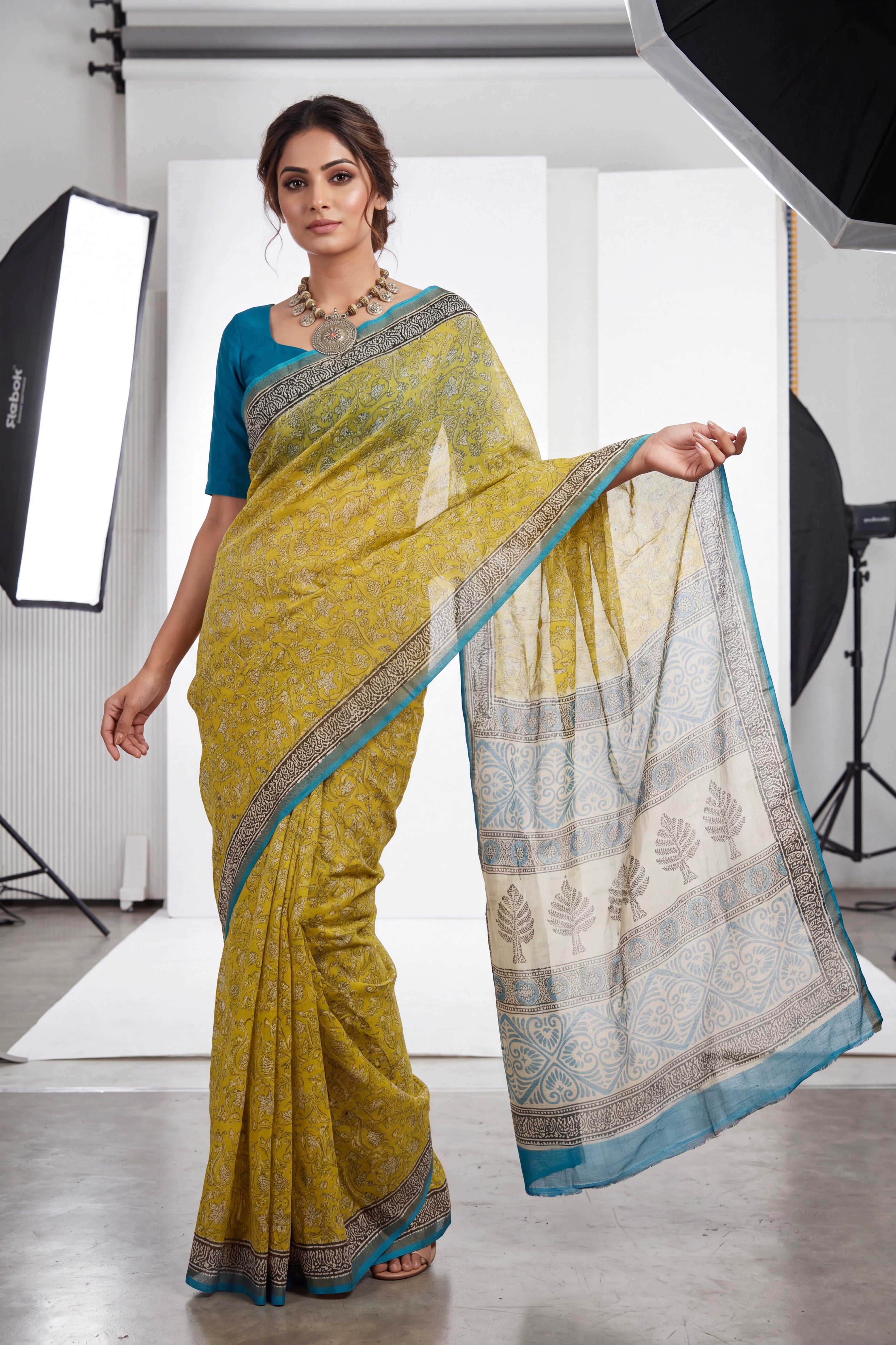 Pure Chanderi Handblock Saree