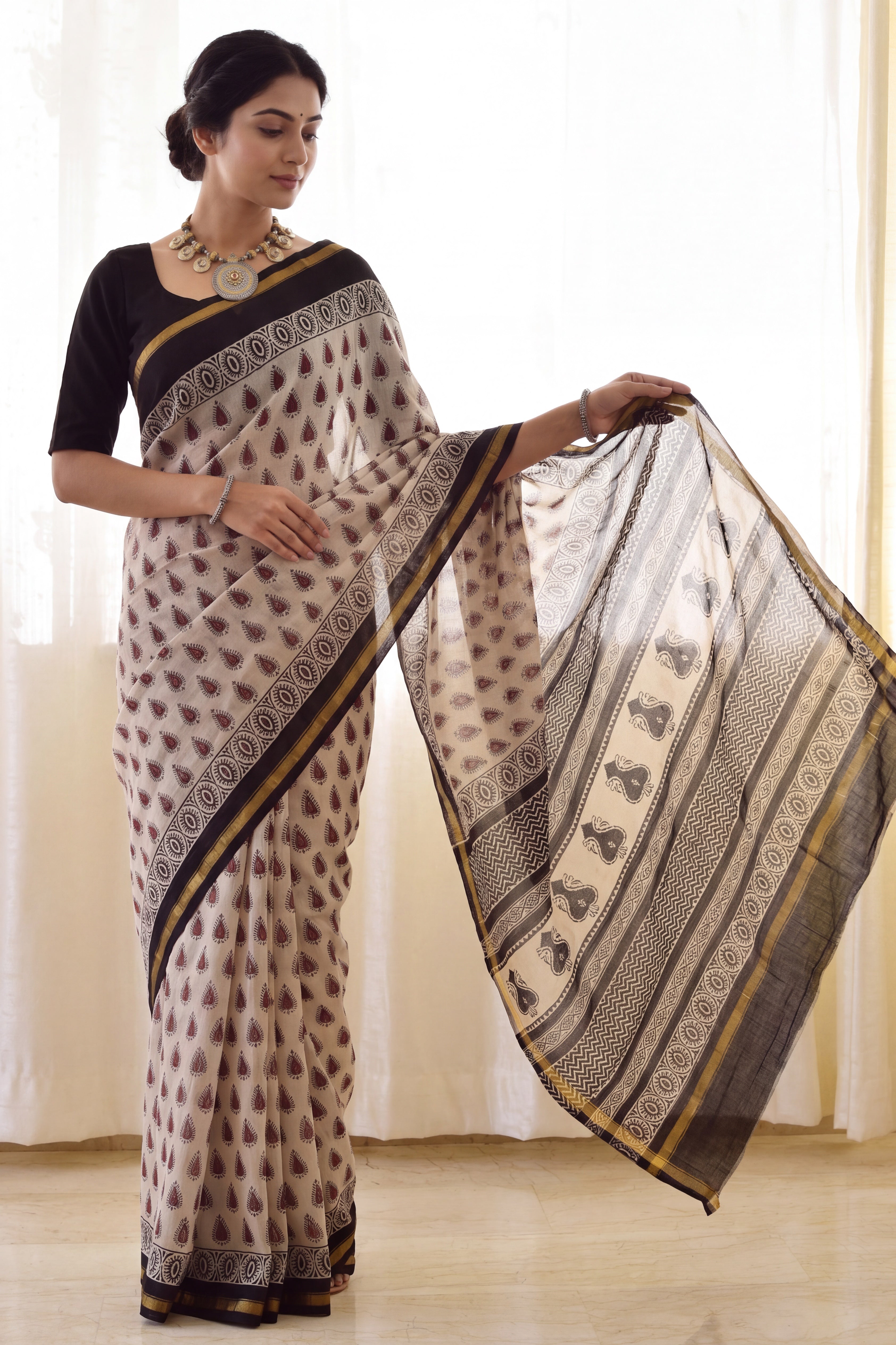 Pure Chanderi Handblock Saree