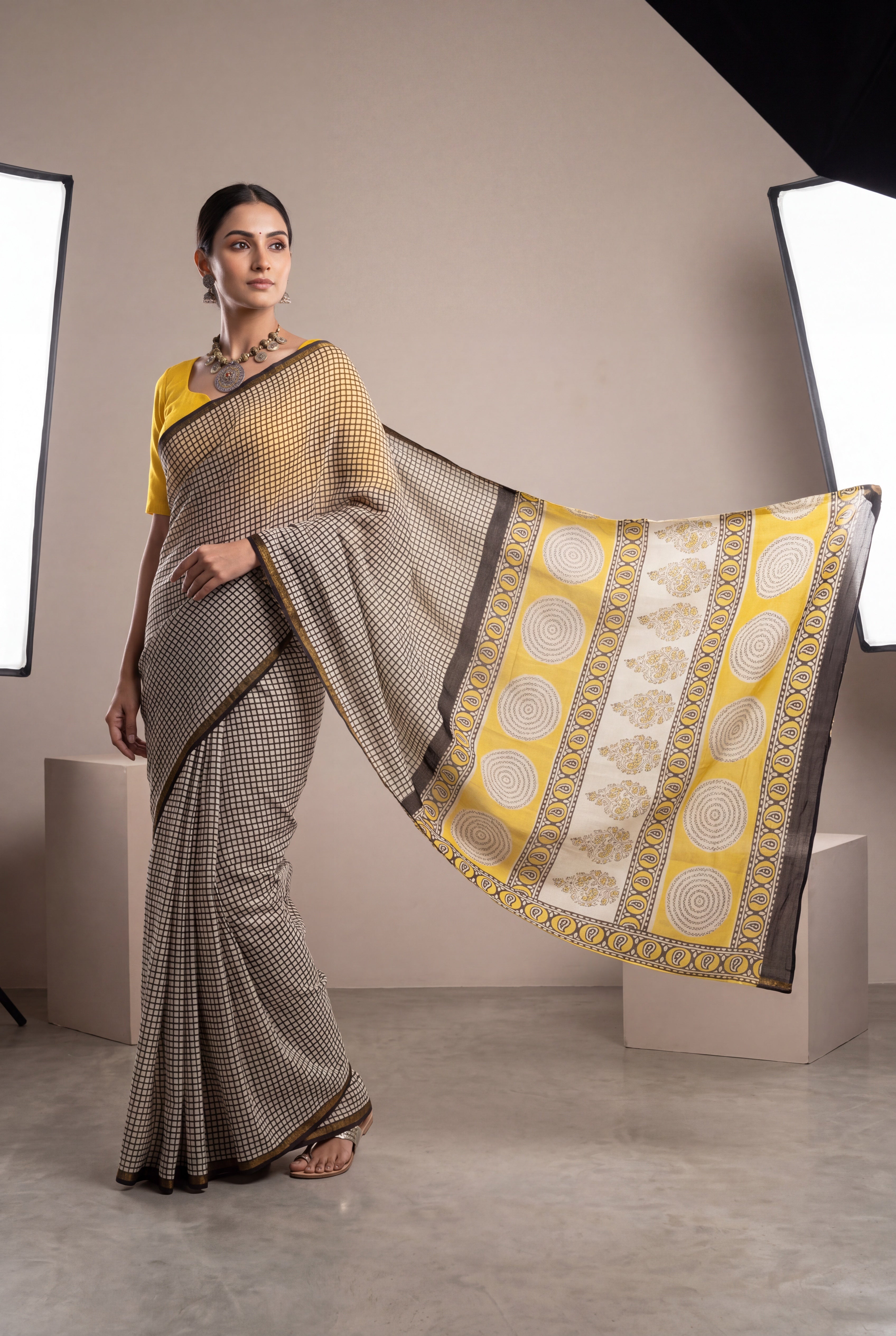 Pure Chanderi Handblock Saree