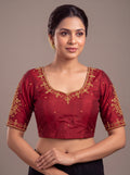 Embroidered Deep-Back Blouse
