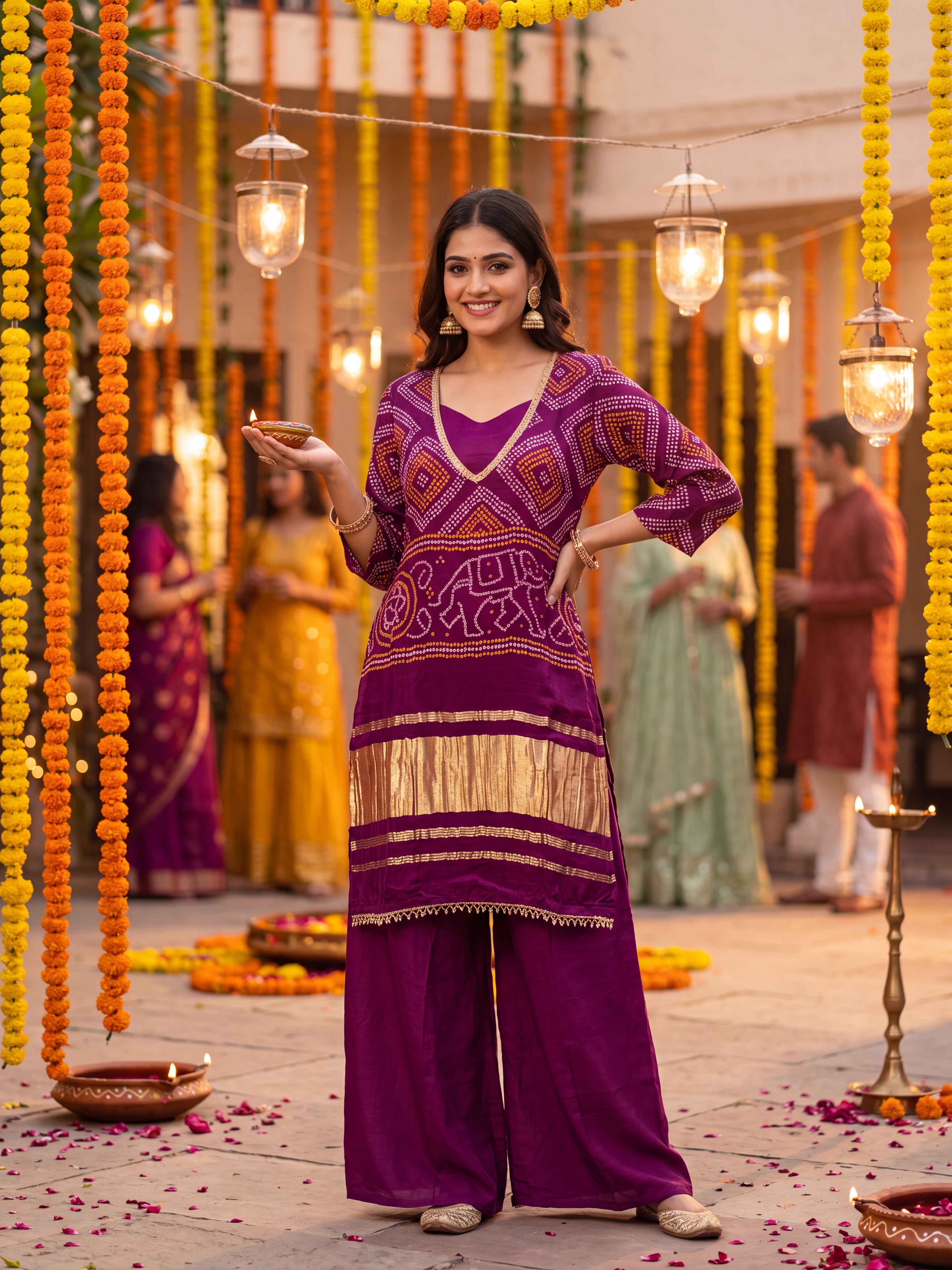 Bandhani Lagdi Patta Co-ord Set