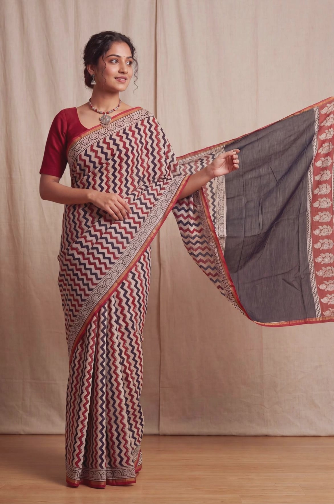 Pure Chanderi Handblock Saree