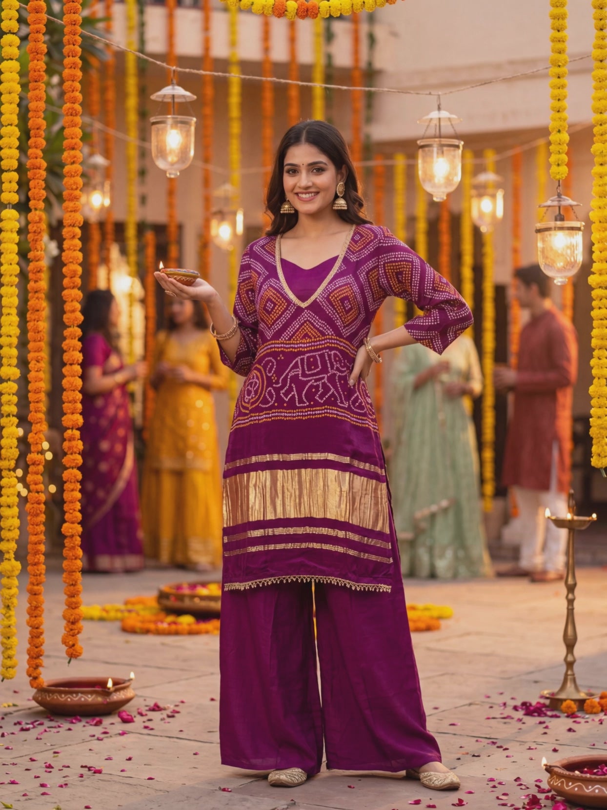Bandhani Lagdi Patta Co-ord Set