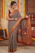 Dola Silk Saree with Ajrakh Print