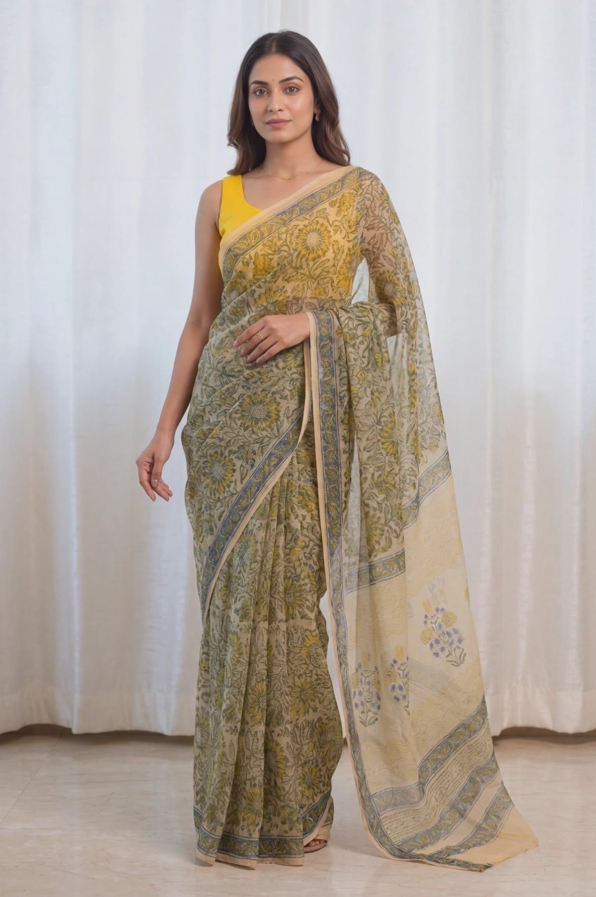 Pure Chiffon Handblock Saree