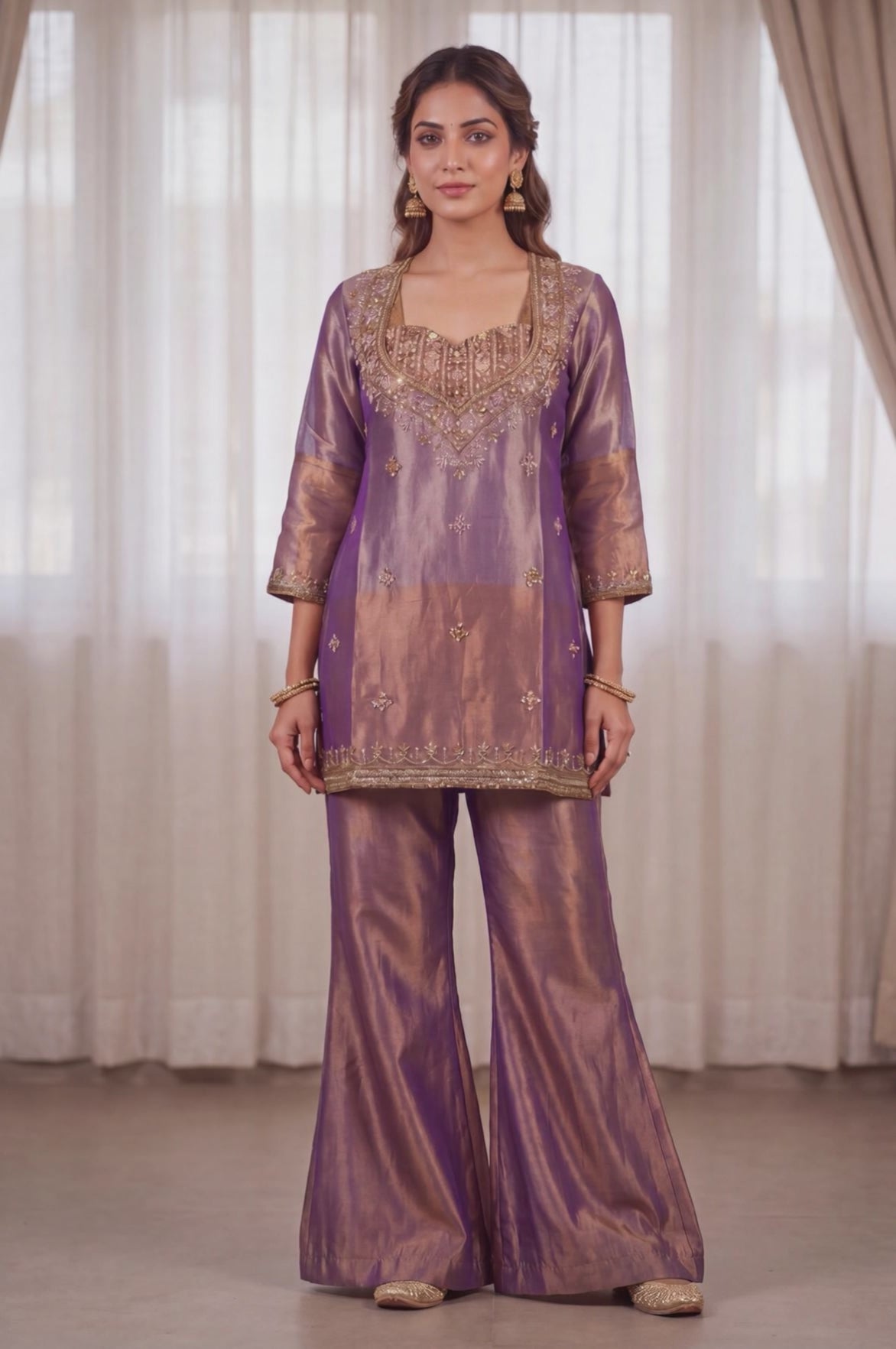Pure Crush Tissue Kurta Set