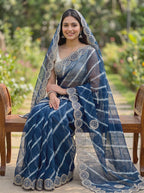 Organza Leheriya Saree