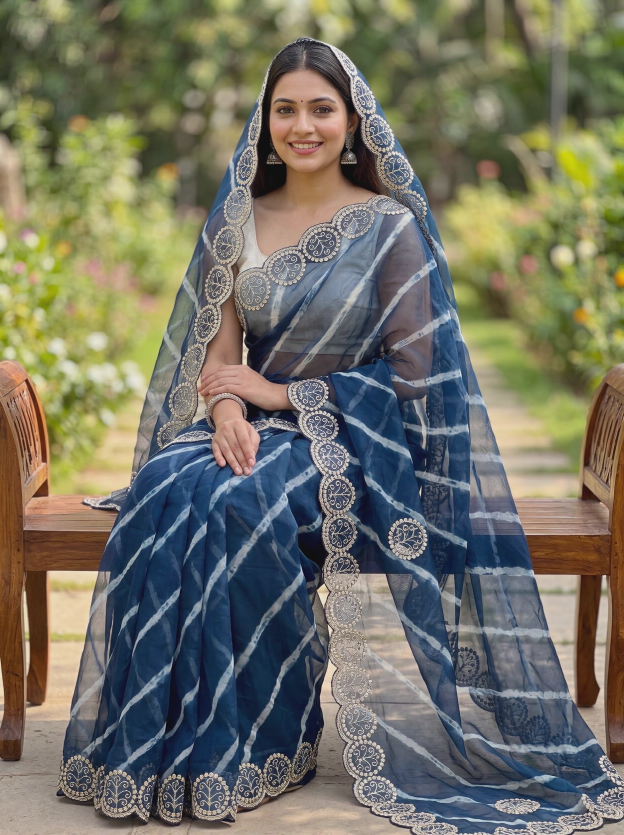 Organza Leheriya Saree