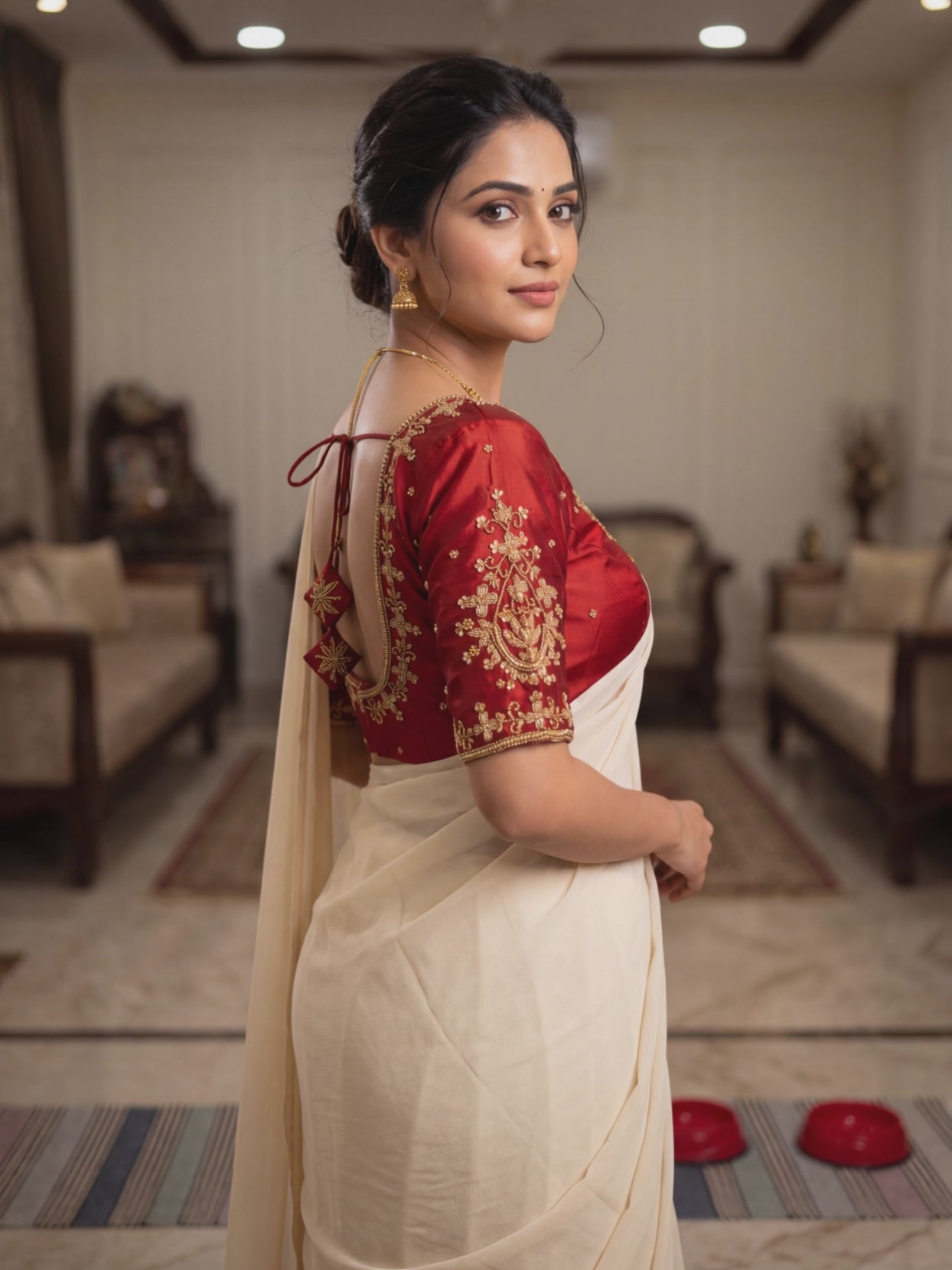 Silk Embroidered Saree Blouse