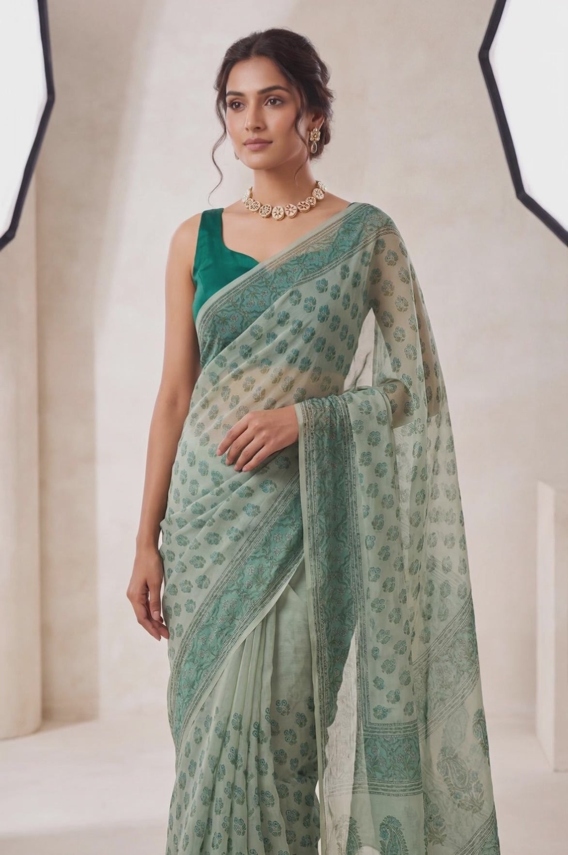 Pure Chiffon Handblock Saree