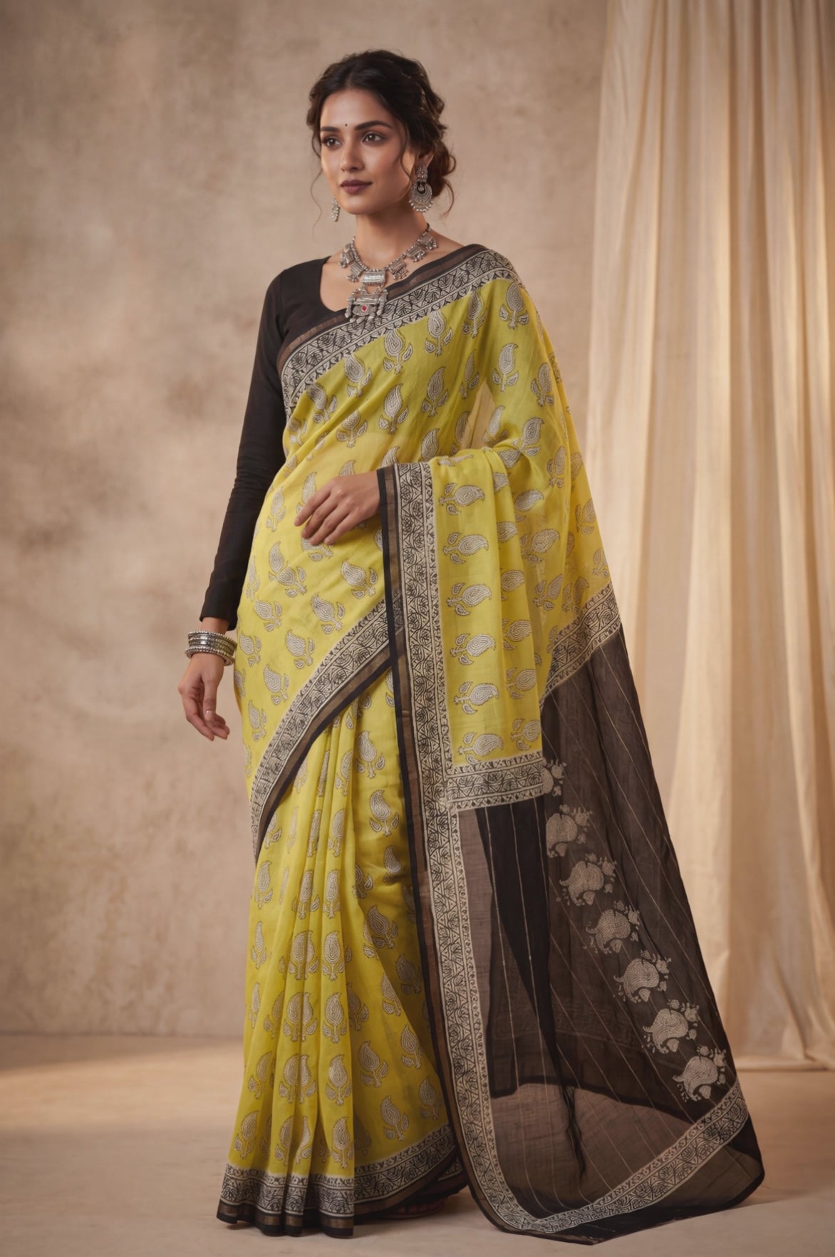 Pure Chanderi Handblock Saree
