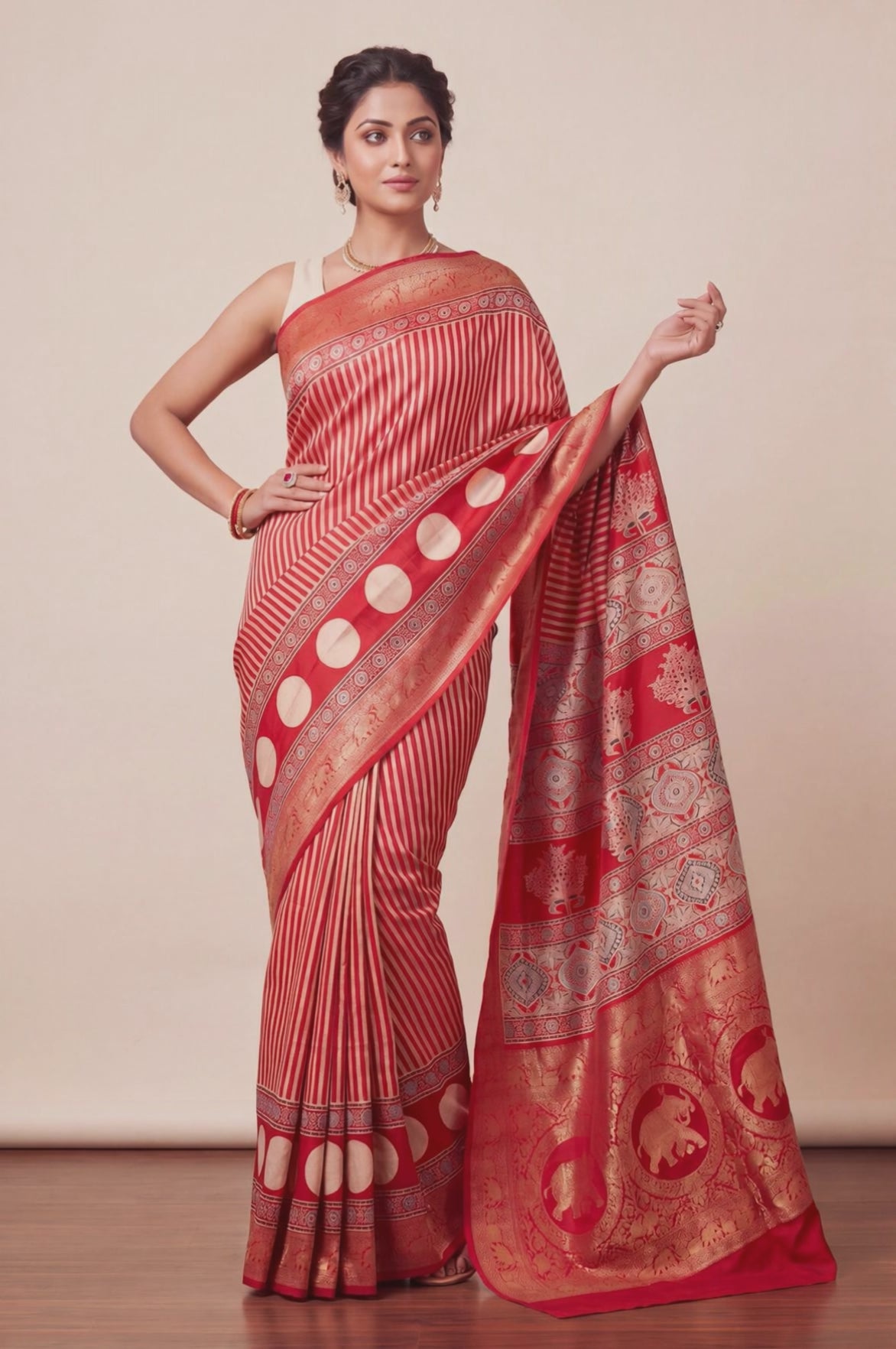 Dola Silk Saree with Ajrakh Print