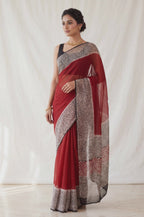 Pure Chiffon Handblock Saree