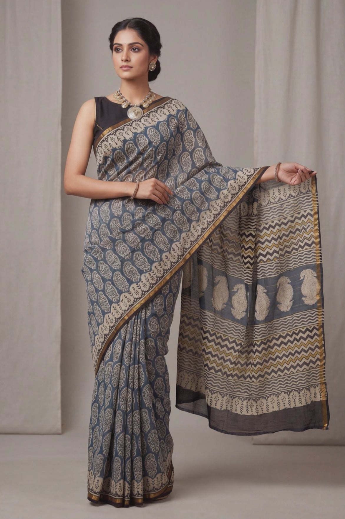 Pure Chanderi Handblock Saree
