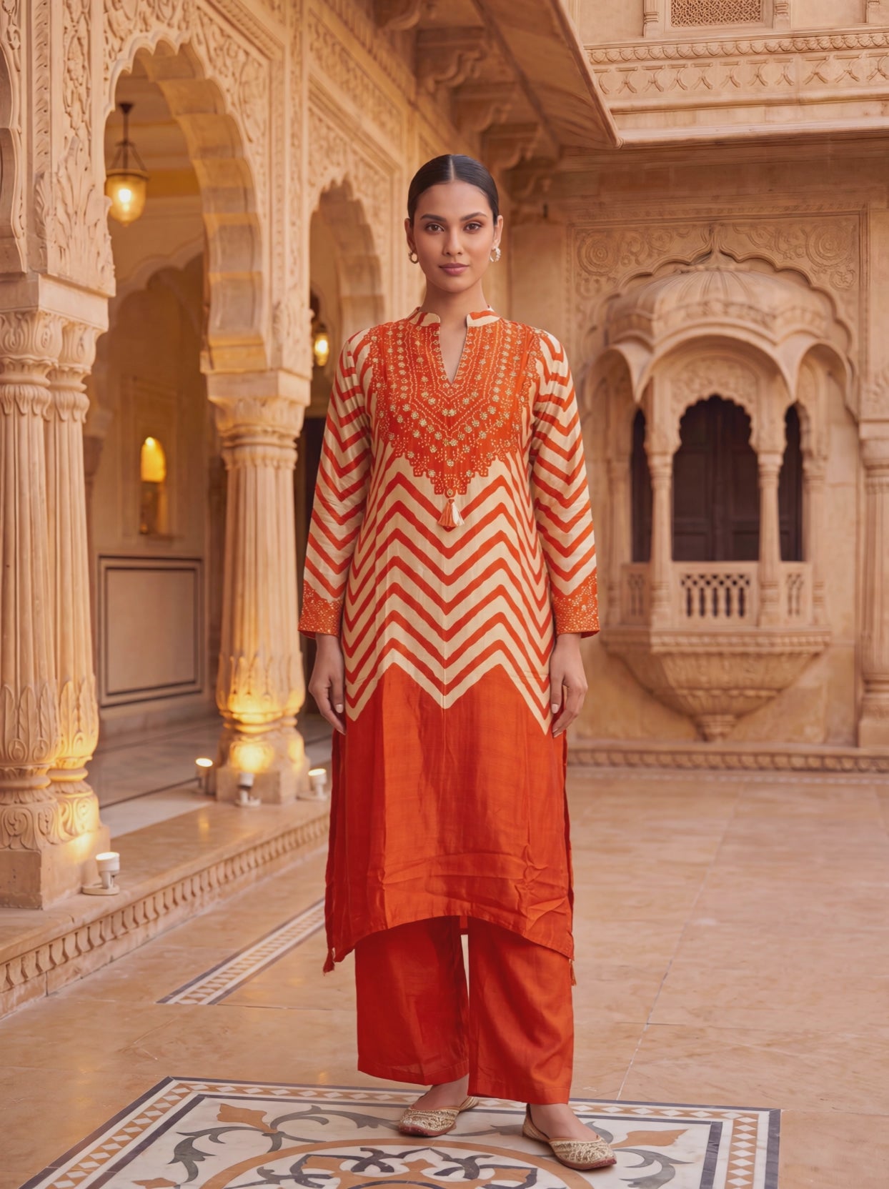 Chevron Dola Silk Co-ord Set