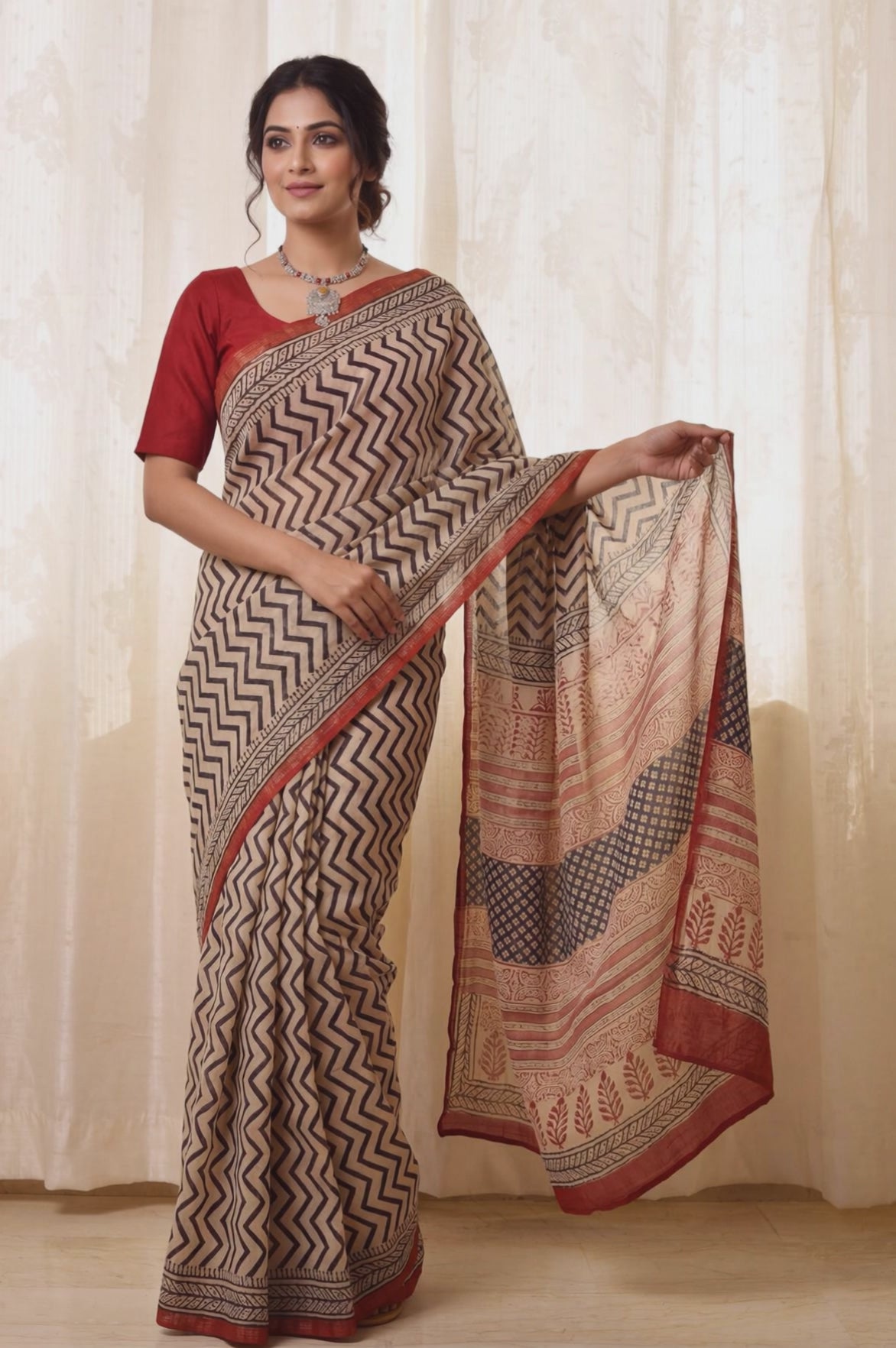 Pure Chanderi Handblock Saree
