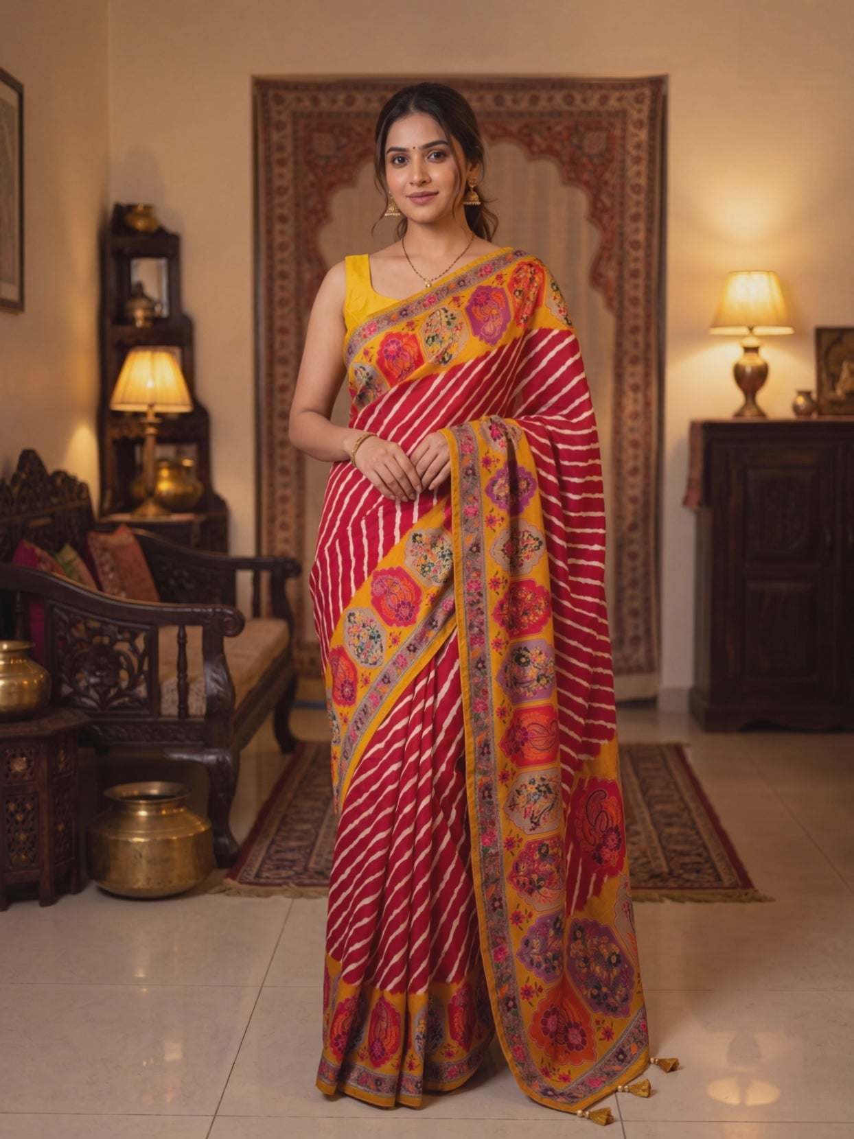 Leheriya Rankat Print Saree