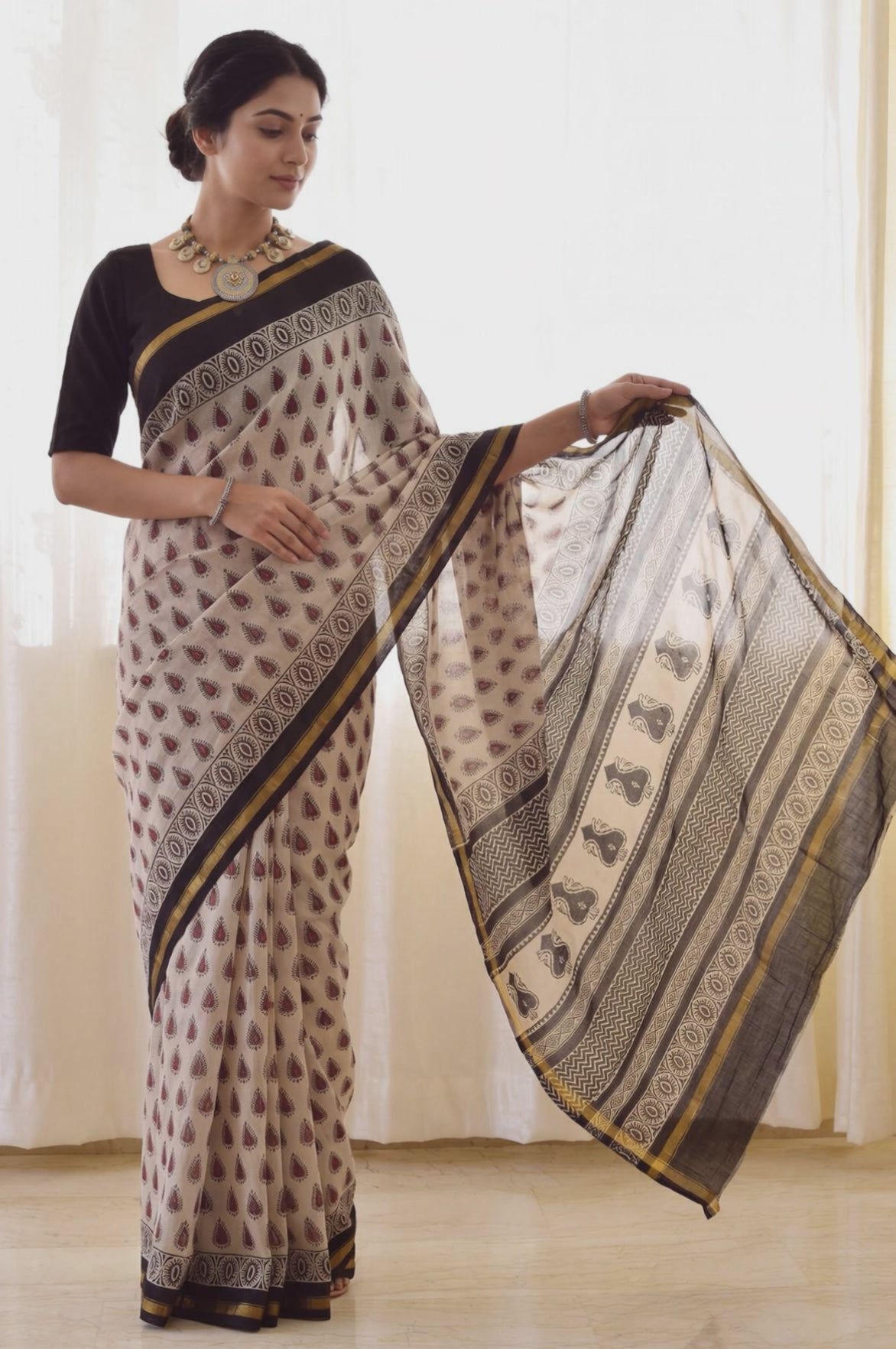 Pure Chanderi Handblock Saree
